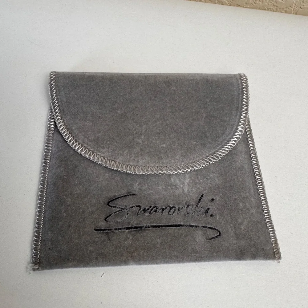 Swarovski Jewelry Pouch Vintage Gray Storage Envelope Dust Bag Empty